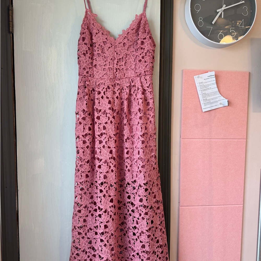 Astr Pink Lace Midi Dress size s